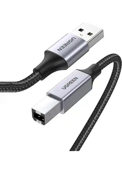 Ugreen USB-A'dan USB-B'ye 2.0 örgülü yazıcı kablosu, yüksek hızlı ve dayanıklı bağlantı