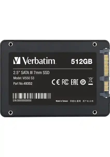 Verbatim Vi550 S3 512GB SSD İnce Tasarım ve Yüksek Performans Sunan Depolama Çözümü