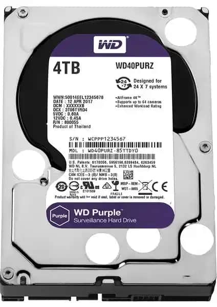 WD Purple 4TB 3,5 İnç SATA III Güvenlik Kamerası Diski Güvenilir Depolama Çözümü