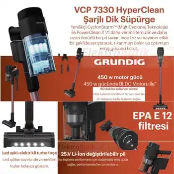 Grundig VCP 7330 Kablosuz Dik Süpürge: Hafif ve Ergonomik Tasarımıyla Temizlikte Yenilik