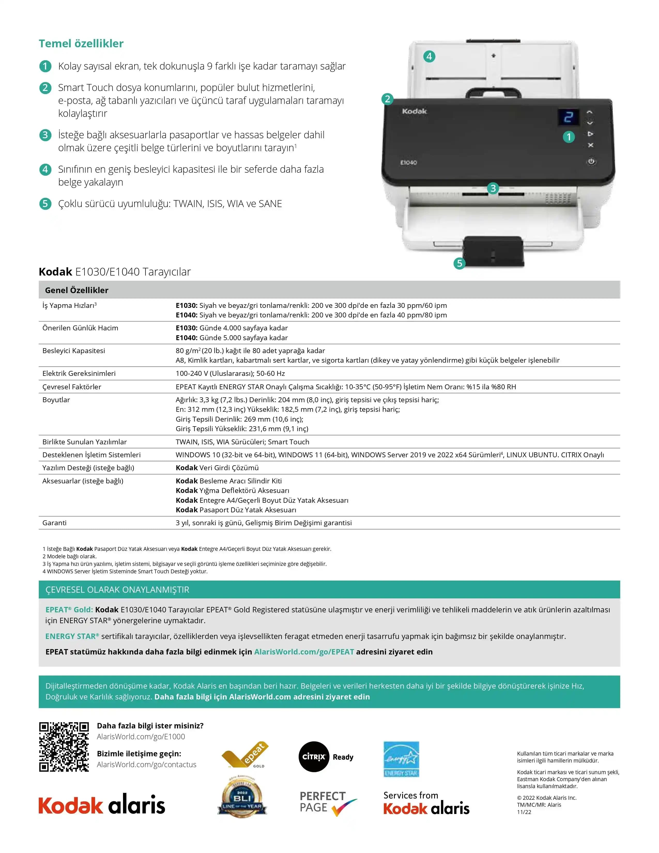 Kodak Alaris E1040 Doküman Tarayıcı Özellikleri ve Ofis Kullanım Avantajları