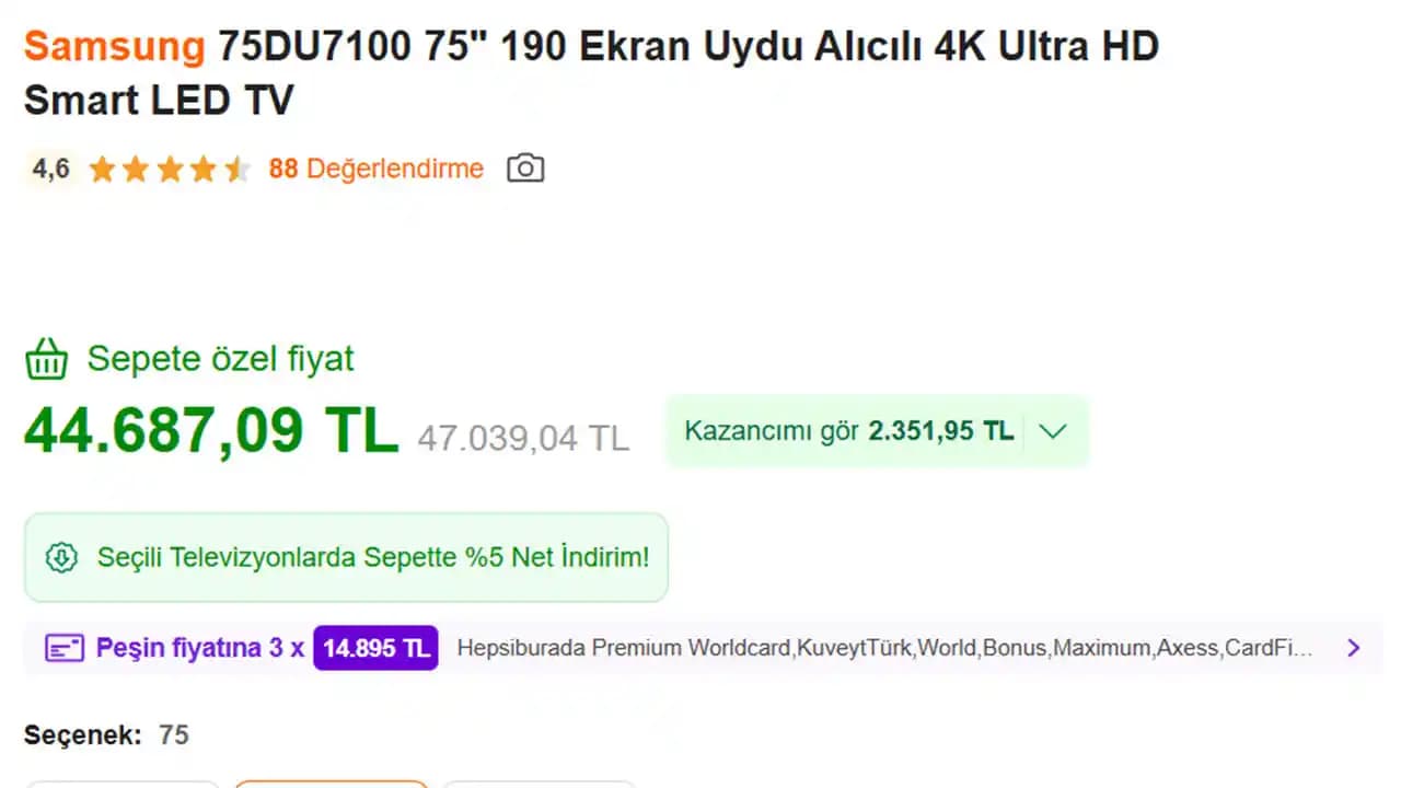 Samsung 55DU7000 ve 75DU7100 Modelleri Ekran Boyutları ve Özellikleri Karşılaştırması