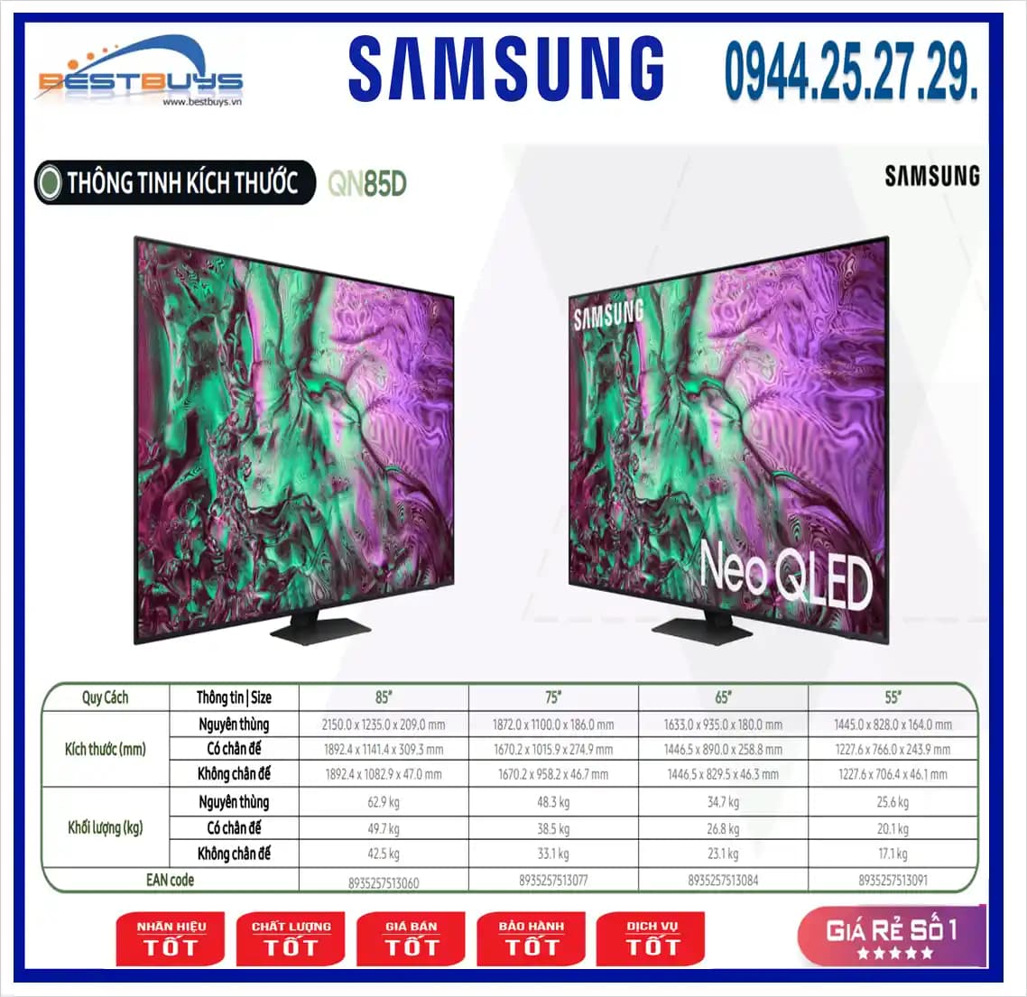 Samsung 65QN85D QLED Televizyonu Özellikleri ve Karşılaştırması
