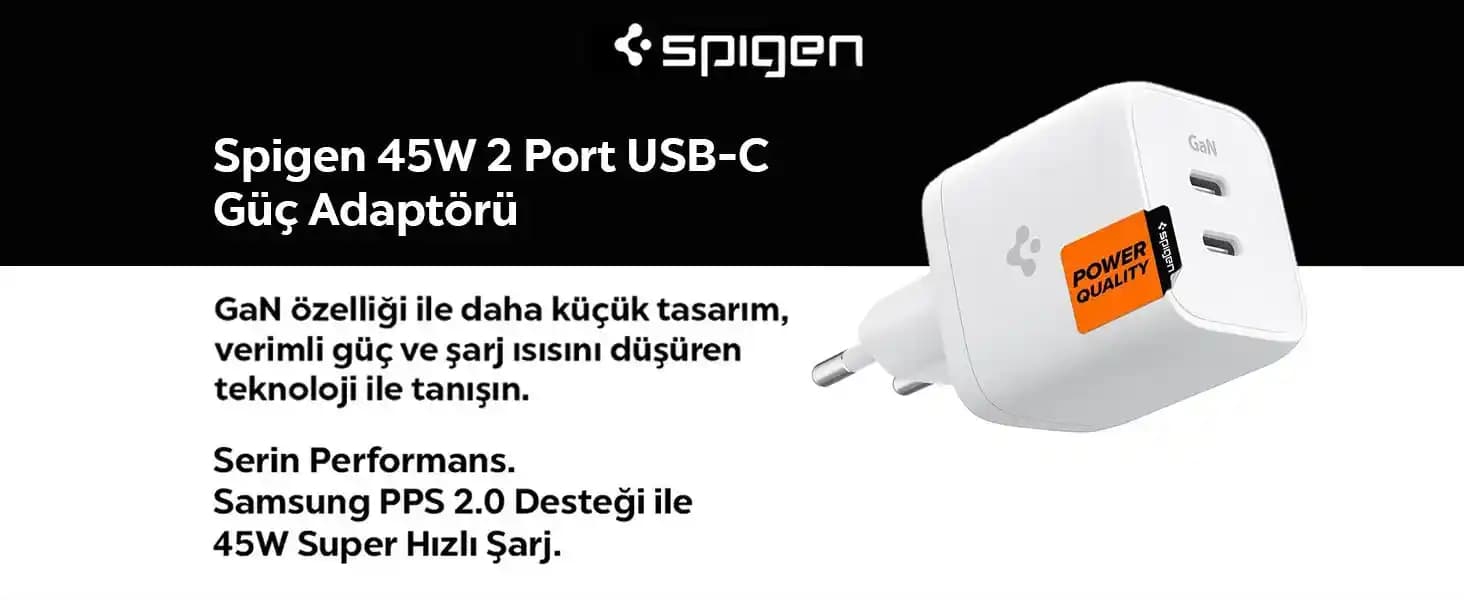 Spigen 45 Watt Hızlı USB-C Adaptörü: Güçlü ve Güvenilir Şarj Çözümü