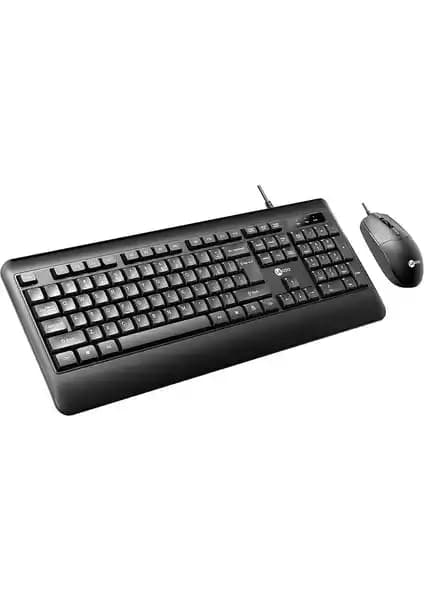 Lenovo Lecoo CM104 USB Kablolu Klavye ve Mouse Seti İnce Tasarım Siyah
