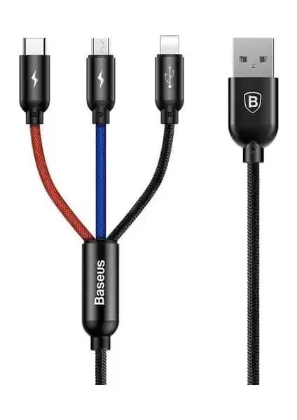 Baseus Çok Uçlu Lightning Micro Type-C 30 cm Şarj Kablosu Dayanıklı ve Çok Yönlü Kullanım