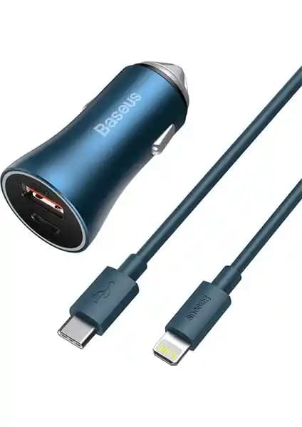 Baseus Golden Contactor Pro 40W USB Type-C ve Lightning Uyumlu Araç Şarj Başlığı