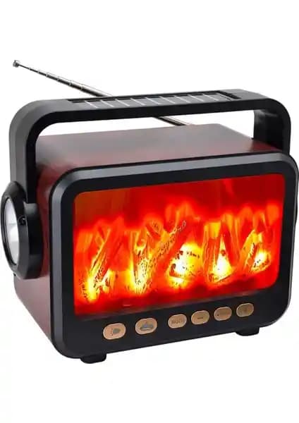 Beemen Alev Efektli Solar Bluetooth Hoparlör Modern Tasarım ve Yüksek Ses Kalitesi