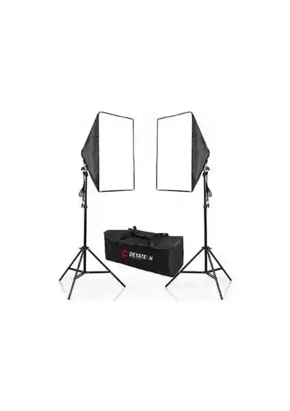 Deyatech Softbox 50x70cm Paraflaş 4 Duylu İkili Set Profesyonel ve Taşınabilir Işık Çözümü