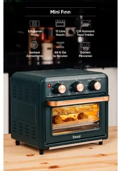 Fressi FRSS-AF01 13 Litre Yeşil Airfryer Fırın: Çok Fonksiyonlu ve Şık Mutfak Aleti