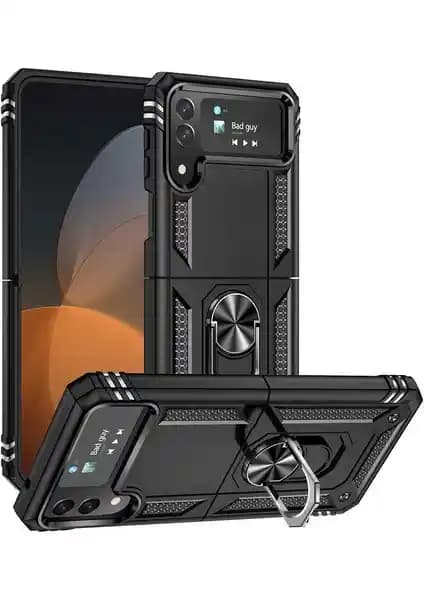 Galaxy Z Flip 4 için dayanıklı ve şık sert yüzüklü standlı kılıf özellikleri