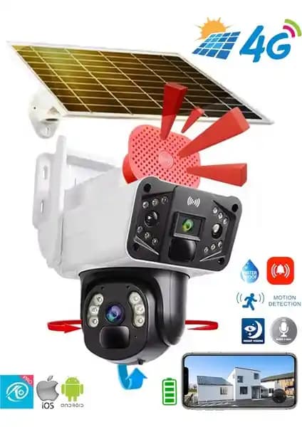 Güneş Enerjili 4G Dual Lens Güvenlik Kamerası - Yüksek Çözünürlük ve Sürdürülebilir Güvenlik Çözümü