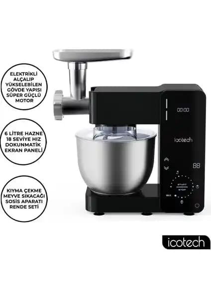 Icotech SM60 6 Litre Çok Fonksiyonlu Mutfak Robotu Profesyonel Performans ve Modern Tasarım