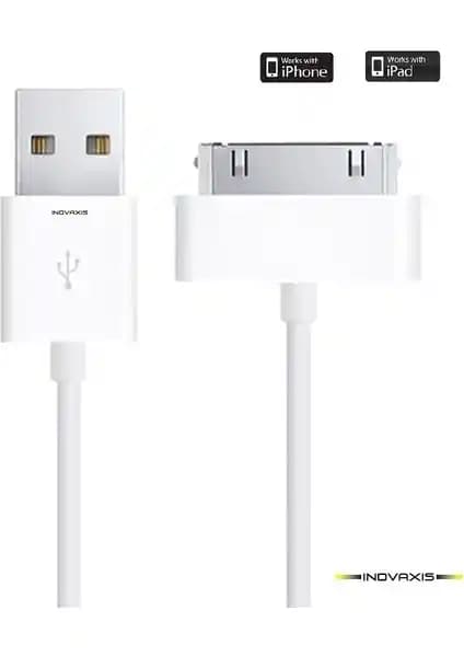 İnovaxis Apple Uyumlu 30 Pin Data ve Şarj Kablosu 4, 4S ve Eski Nesil iPad Modelleri için