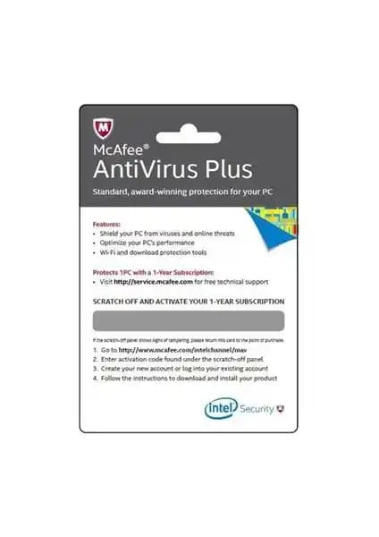 Intel McAfee Antivirus Plus Aktivasyon Kartı Güvenlik ve Performans Odaklı Çözüm
