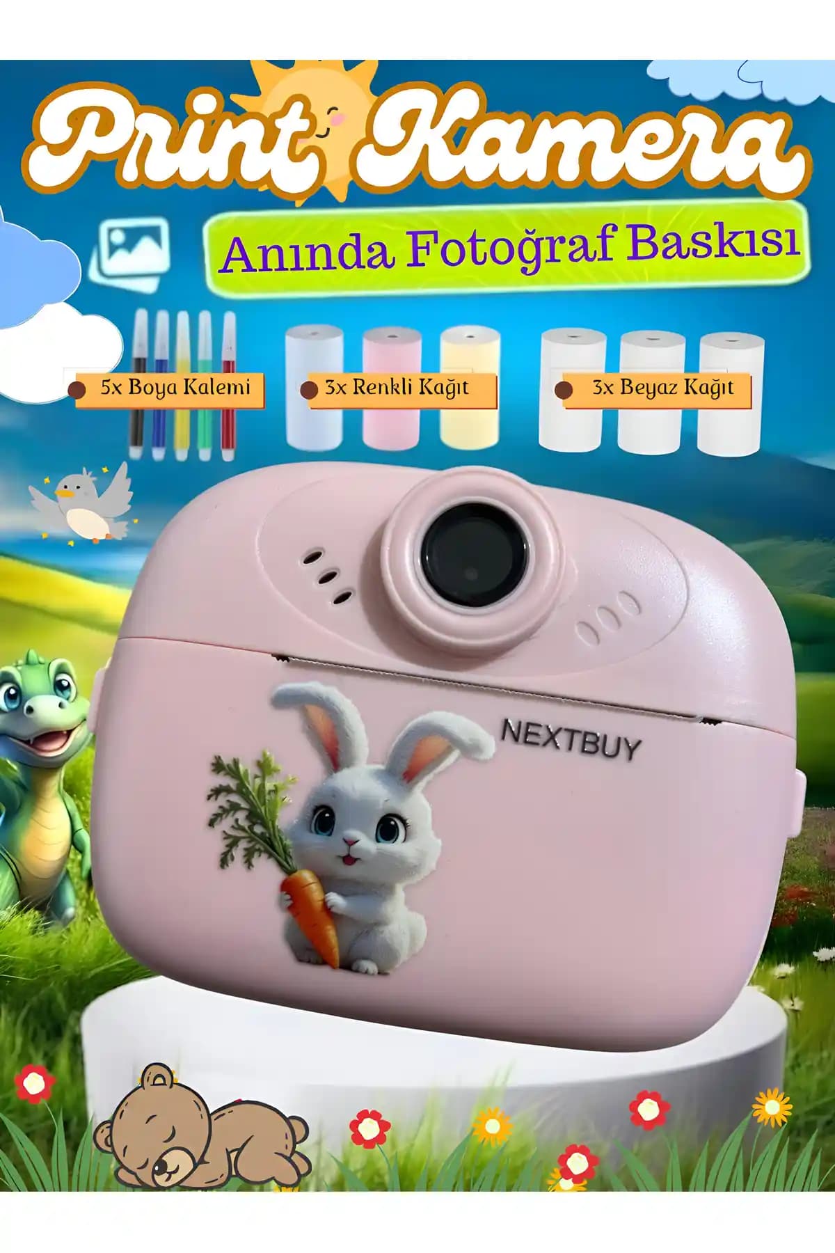 İTHALCİM Print Camera Çocuklar İçin Yüksek Çözünürlüklü ve Anında Baskı Özellikli Kamera