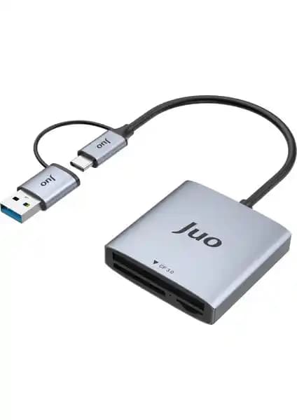 Juo USB 3.2 ve Tip-C 3'ü 1 Arada Hafıza Kartı Okuyucu ile Hızlı ve Çok Yönlü Veri Transferi