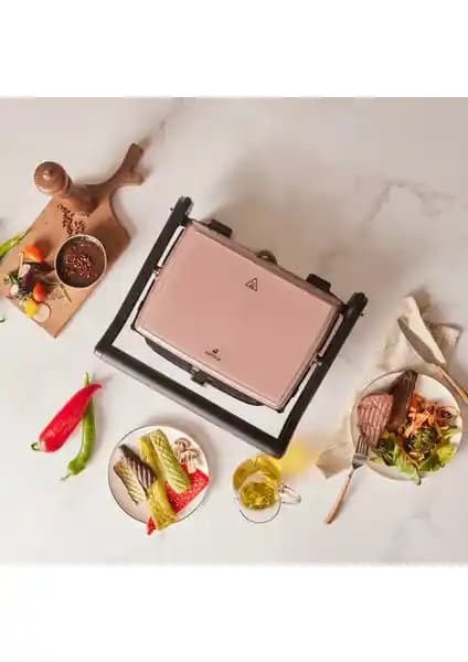 Karaca Gastro Grill Glass Premium 2400W Rosegold: Modern Tasarım ve Yüksek Performanslı Mutfak Aleti