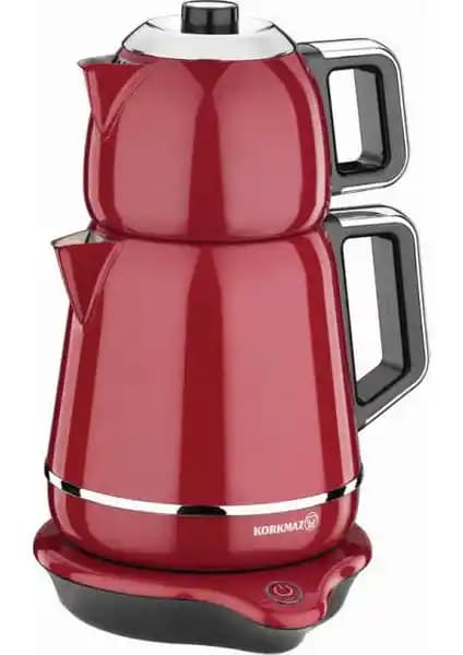 Korkmaz Demiks Kırmızı Krom Elektrikli Çaydanlık: Modern Tasarım ve Güçlü Performans
