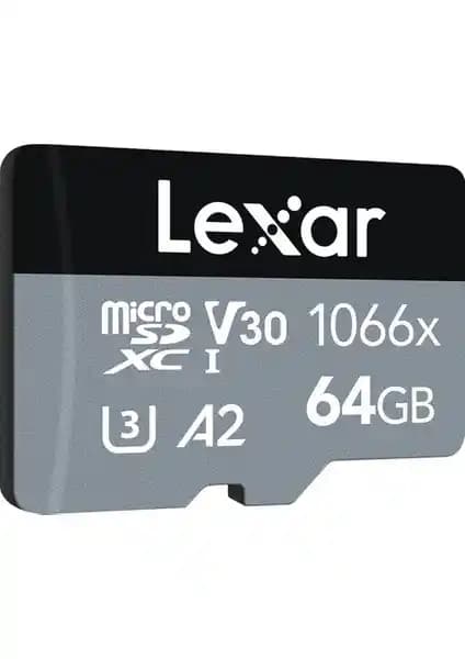 Lexar 64GB Profesyonel UHS-I MicroSDXC Bellek Kartı ve SD Adaptörü Güç Serisi