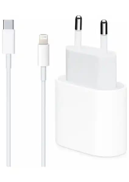 Miyuu Apple iPhone 13 Pro Uyumlu 20W USB-C Güç Adaptörü ve 1m Lightning Şarj Kablosu Seti