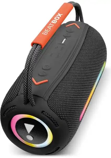 Powerway Beatbox Siyah LED Işıklı Bluetooth Hoparlör: Dayanıklı ve Yüksek Ses Performansı