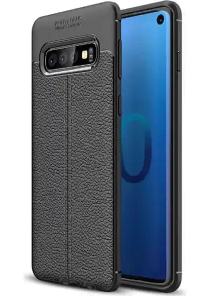 Samsung Galaxy S10e için Rugan Deri Görünümlü Silikon Kılıf Yüksek Koruma ve Şıklık Sunar