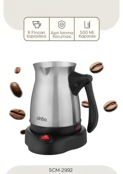 Sinbo 2992 Elektrikli Çelik Cezve: Modern Tasarım ve Güvenli Kullanım Özellikleri