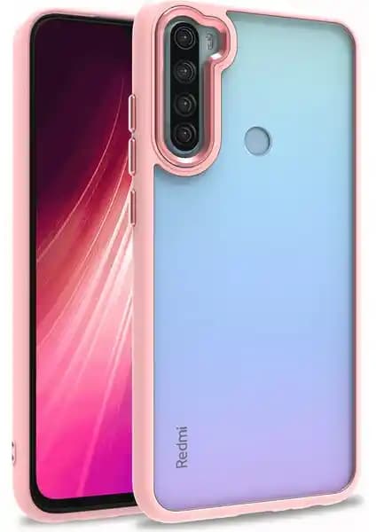 Xiaomi Redmi Note 8 İçin Renkli Silikon Kenarlı ve Şeffaf Arka Kapak Kılıfı