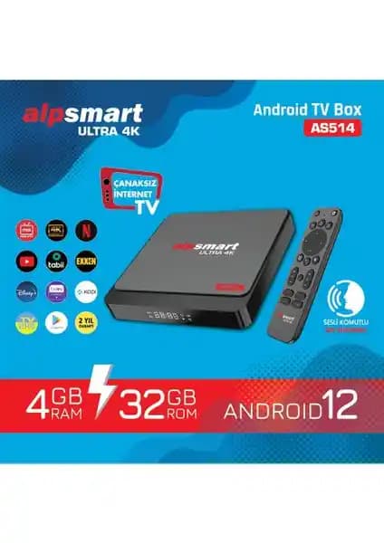 Alpsmart AS514 Android TV Kutusu: Yüksek Performanslı ve Çok Yönlü Eğlence Merkezi