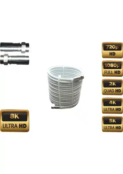 Botech RG6-U6 4K/Full HD/3D Saf Çelik Anten Uydu Kablosu Güçlü ve Güvenilir Bağlantı