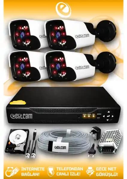 Elitcam Panda 4 Kamera Seti Güvenlik Çözümü: Yüksek Çözünürlük ve Dayanıklılık