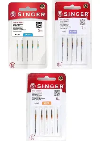 Singer Orijinal Ev Tipi Dikiş Makinesi İğnesi Seti 15 Adet Çeşitli Numara ve Yüksek Kalite