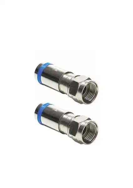 Swat RG6 Sıkmalı F Konnektör Mavi 2 Adet Uydu ve Kablo TV Bağlantısı İçin Güvenilir Çözüm