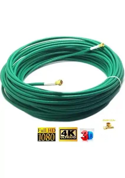 Vwin 20 Metre 64 Tel RG6/U4 Gold Uçlu Anten Kablosu Profesyonel Uydu Bağlantısı