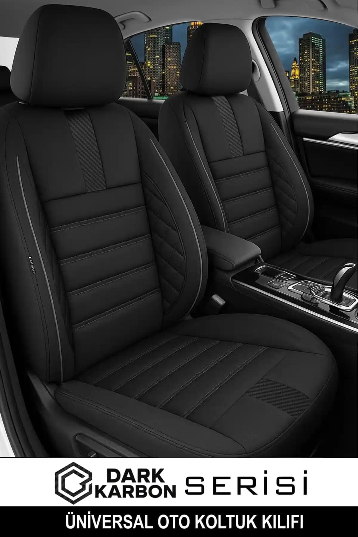 GM-DESIGN Dark Carbon Tay Tüyü Üniversal Oto Koltuk Kılıfı 5 Koltuk Tam Set