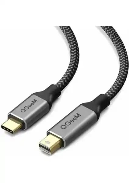 QGeeM QG-UA14 Type-C to Mini Display Port Kablosu 4K Yüksek Çözünürlük ve Dayanıklılık