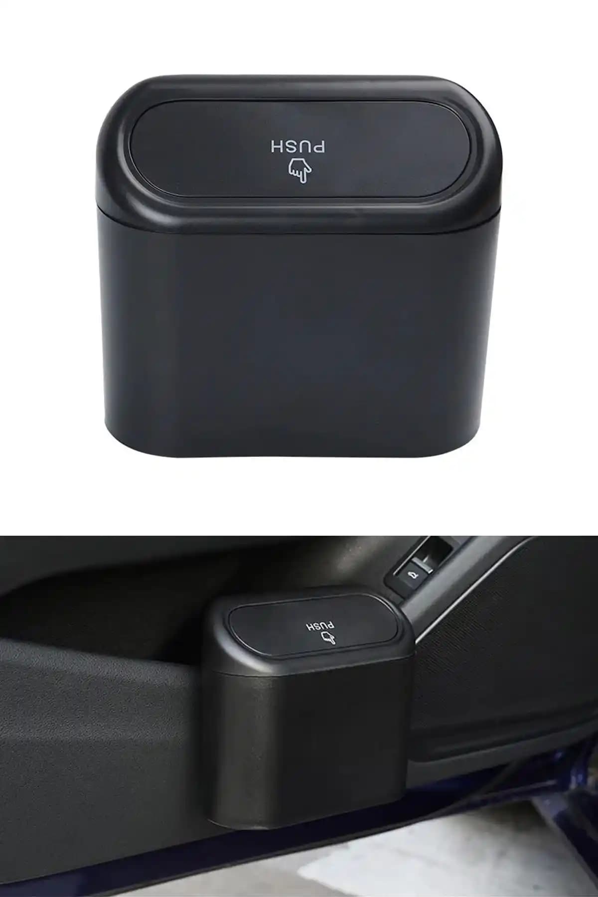 Mega Oto Market Kapaklı Siyah Araba Çöp Kutusu ile Araç İçi Düzen ve Hijyen