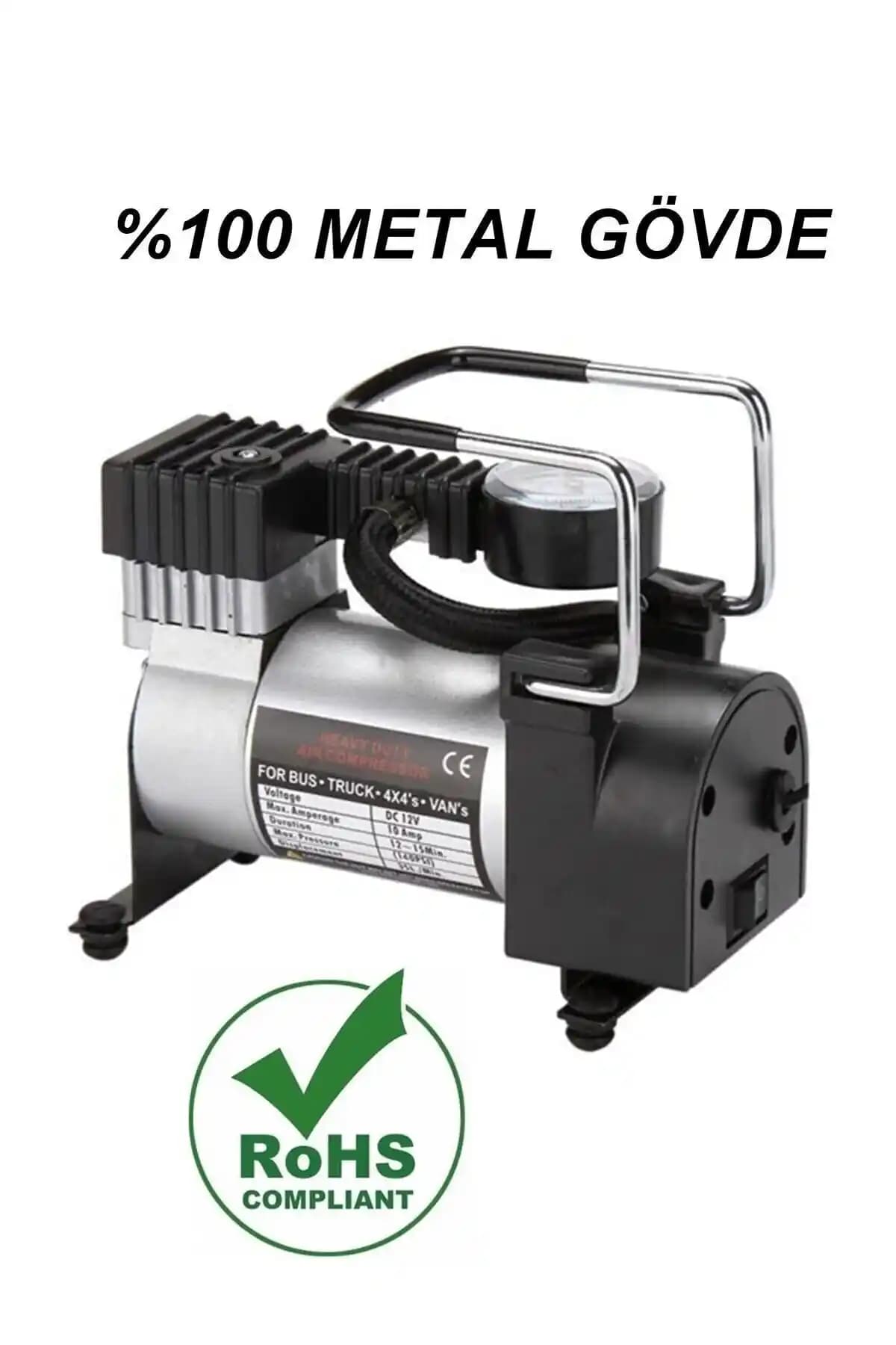 Reidan Araba Lastik Şişirme Pompası: Metal Gövdeli, Universal ve Pratik Hava Kompresörü