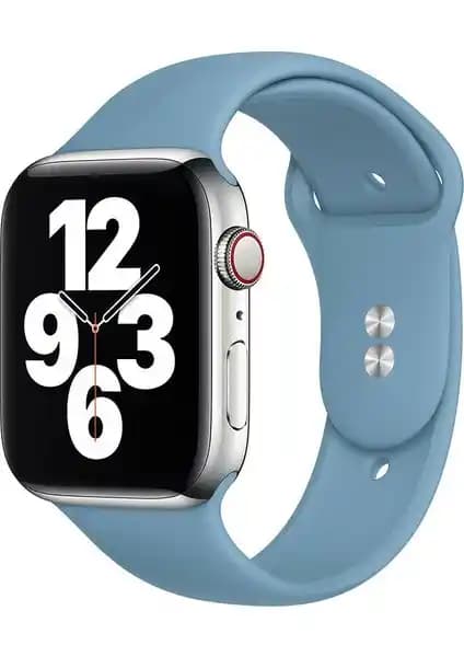 Apple Watch 3-6 İçin Mavi Silikon Kayış 42-44 mm Uyumlu Şık ve Dayanıklı Tasarım