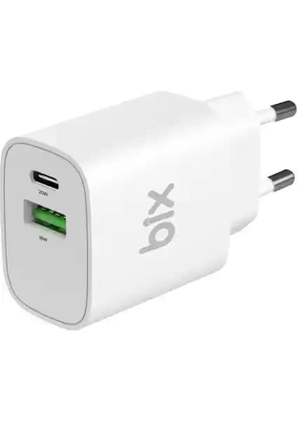 Bix BX2P38 Çift Portlu 20W PD Type-C ve USB-A Hızlı Şarj Adaptörü: Çok Yönlü ve Güvenilir Şarj Çözümü