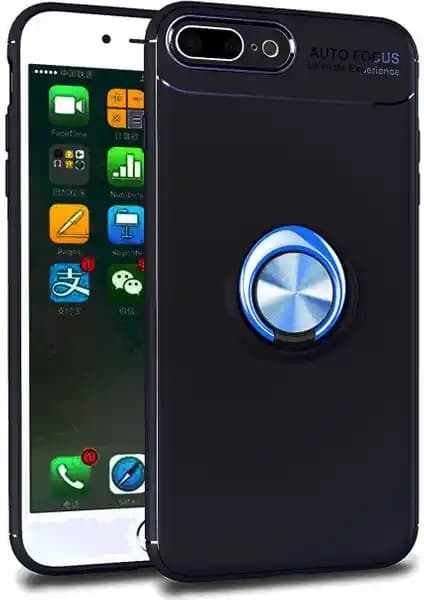Case 4U Çok Fonksiyonlu ve Darbeye Dayanıklı iPhone 7-8 Plus Kılıfı Yüzüklü Tasarım