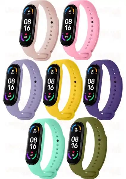 Hoffice Xiaomi Mi Band 5 ve Mi Band 6 Uyumlu Renkli Silikon Kordon Seti