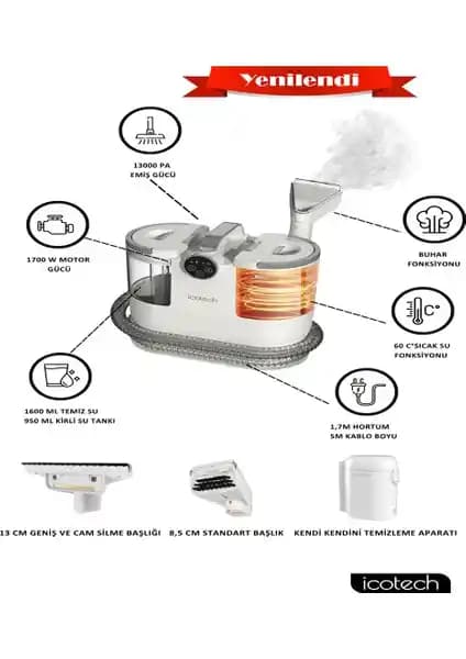 Icotech SC50 Max Koltuk Halı Yıkama Makinesi: Güçlü ve Pratik Temizlik Çözümü
