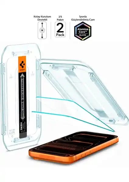 Spigen Apple iPhone 17 Pro ve 16 Pro Uyumlu AluminaCore Teknolojili Cam Ekran Koruyucu