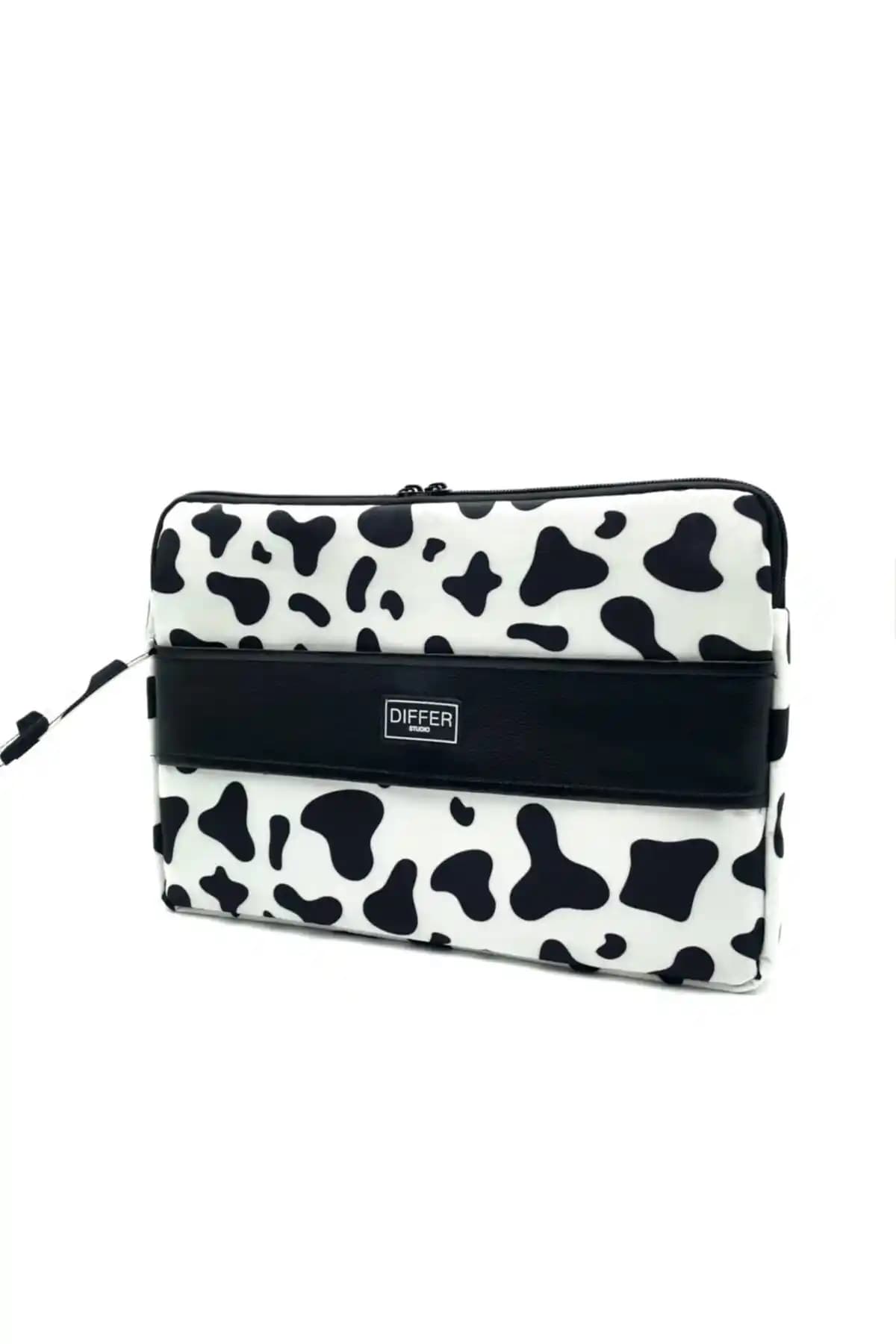 Differ Studio 13-14 İnç İnek Desenli Laptop ve Evrak Kılıfı Şık ve Dayanıklı Tasarım