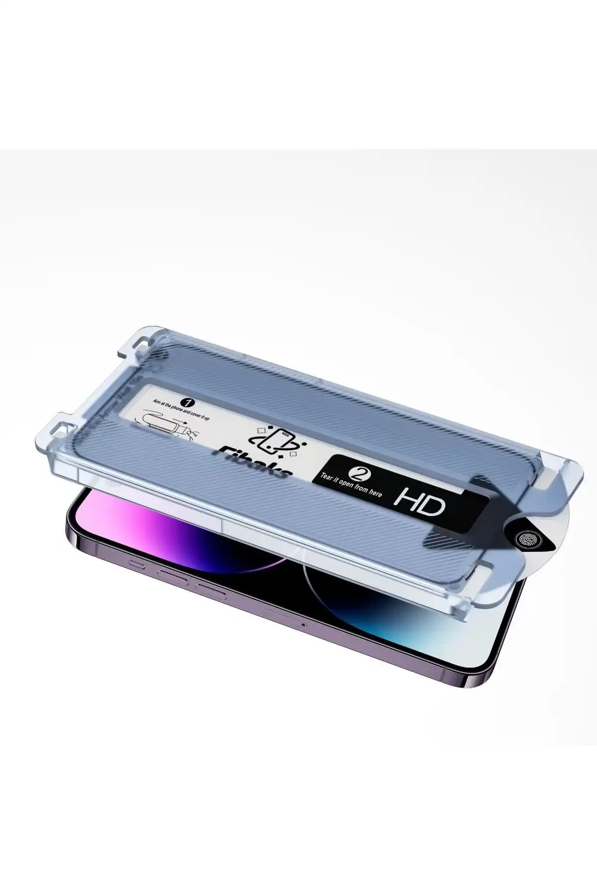 Fibaks Apple iPhone 12 ve 12 Pro Uyumlu Siyah Çerçeveli Tam Kaplayan Cam Ekran Koruyucu