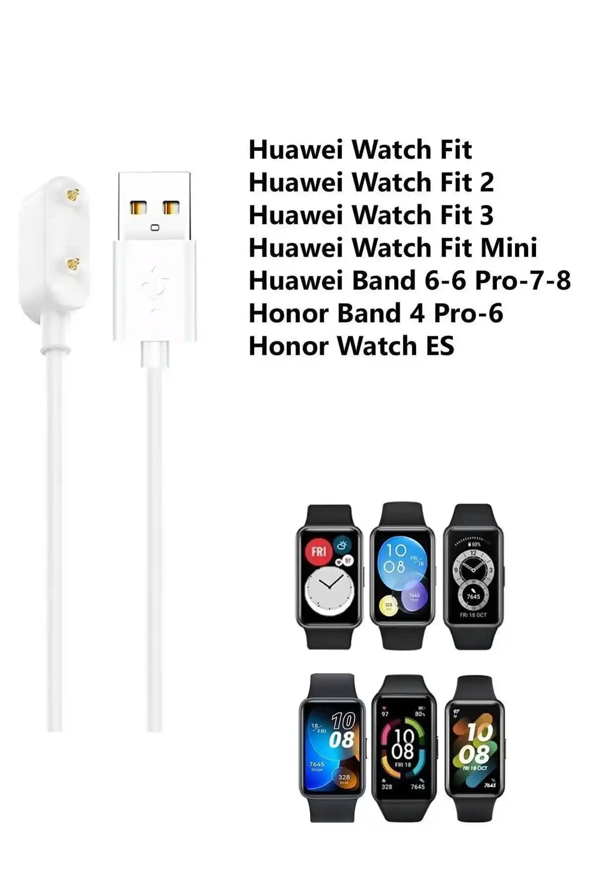 Huawei ve Honor Akıllı Saatler İçin Beyaz Manyetik Şarj Kablosu 80 cm Uzunlukta