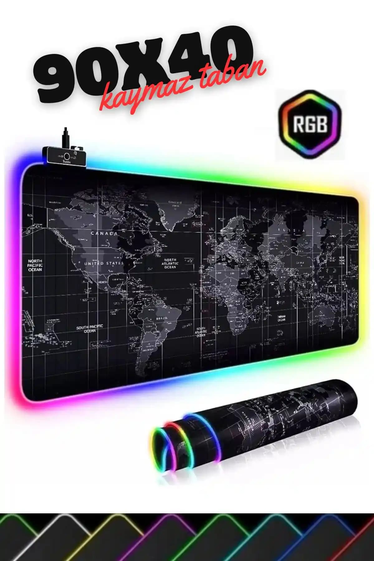 Sarftech 90x40 RGB Dünya Desenli Mouse Pad: Estetik ve Fonksiyonel Tasarım