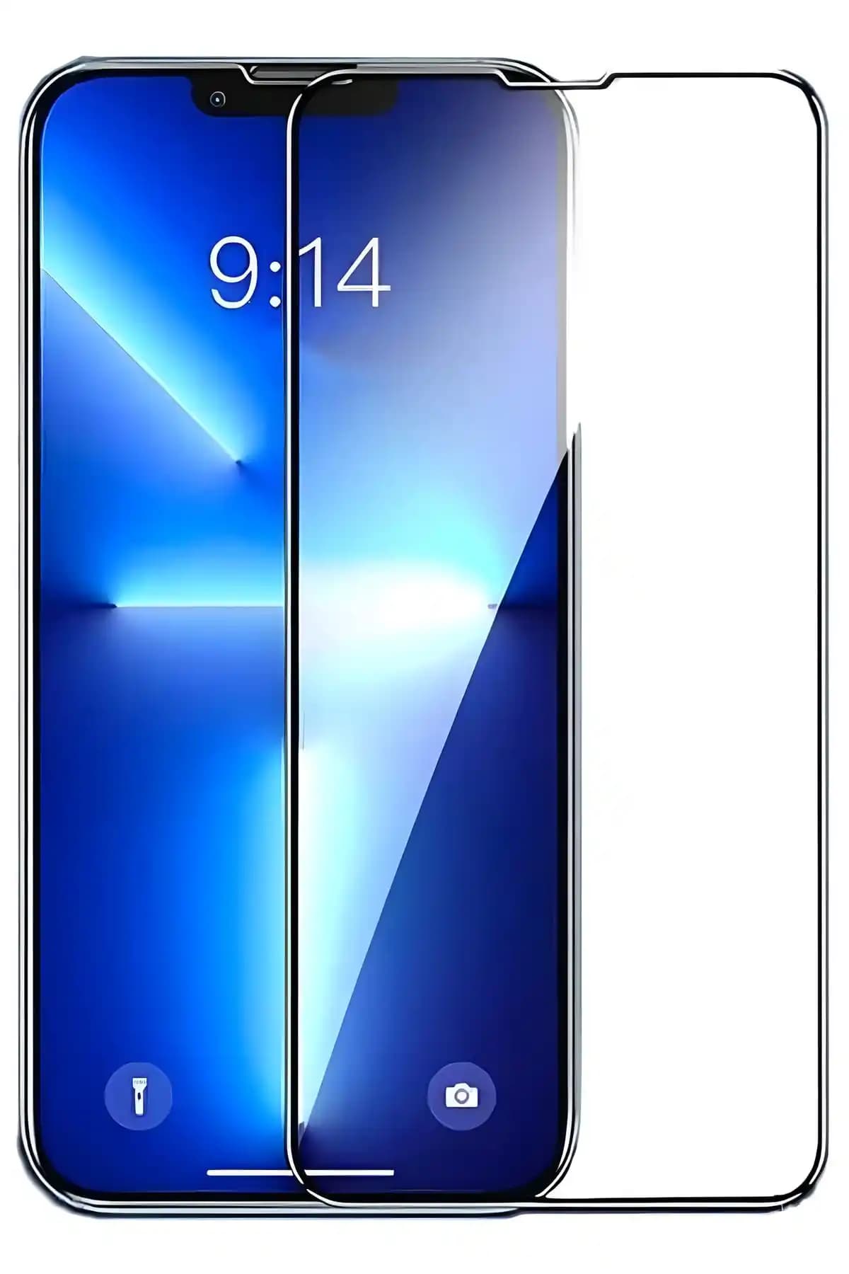 Fibaks Siyah Çerçeveli Tam Kaplayan iPhone Ekran Koruyucu 13, 14 ve 16 Modelleri İçin